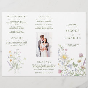 Botanisches Hochzeitsprogramm für Soft Pastel-Wild