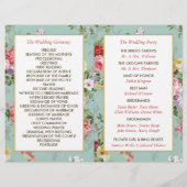 Botanisches Hochzeitsprogramm für Vintage Blumengä (Rückseite)