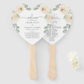 Botanisches Hochzeitsprogramm für Weißrosen Fächer (Vorne und Hinten)