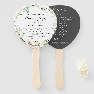 Botanisches Hochzeitsprogramm für wild lebende Blu Fächer