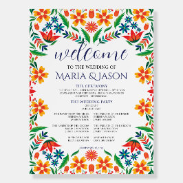 Botanisches Hochzeitsprogramm in mexikanischer Blu