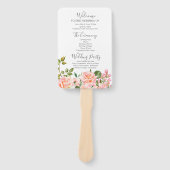 Botanisches Hochzeitsprogramm in Rosa Fächer (Vorderseite)
