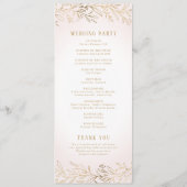 Botanisches Hochzeitsprogramm in Rosengold Menükarte (Rückseite)