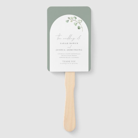 Botanisches Hochzeitsprogramm "Modern Sage Green A Fächer (Vorderseite)