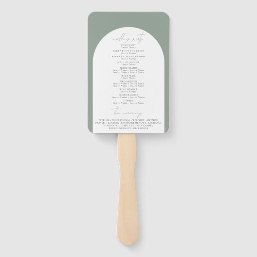 Botanisches Hochzeitsprogramm "Modern Sage Green A Fächer (Rückseite)