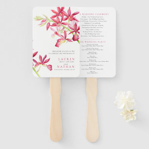 Botanisches Hochzeitsprogramm Rote Orchidee Fächer