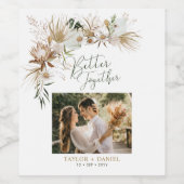 Botanisches Hochzeitssemble für Green & Gold Boho Weinetikett (Einzelnes Label)