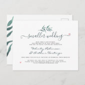 Botanisches Hochzeitsskript-Update für Wasserfarbe Einladungspostkarte (Vorne/Hinten)