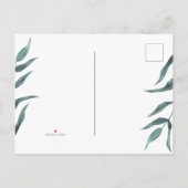 Botanisches Hochzeitsskript-Update für Wasserfarbe Einladungspostkarte (Rückseite)