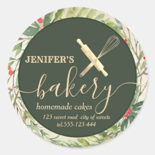 Botanisches Holiday Button & Whisk Koch Bäckerei Runder Aufkleber