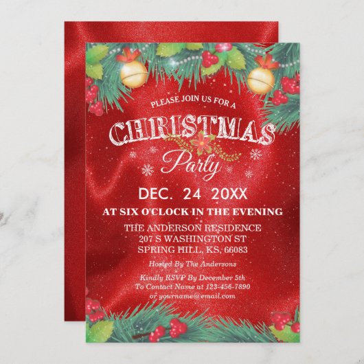 Botanisches Holiday Family Wiedersehen Weihnachtsf Einladung (Vorne/Hinten)