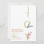 Botanisches Holiday Joy Rustic Gold Minimales Part Einladung (Vorderseite)