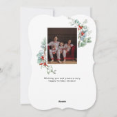 Botanisches Holly-Foto Feiertagskarte (Rückseite)