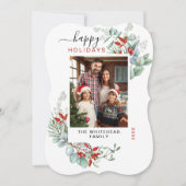 Botanisches Holly-Foto Feiertagskarte (Vorderseite)