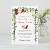 Botanisches Holz Burgund Blumenzwiebeln B Einladung (Stehend Vorderseite)