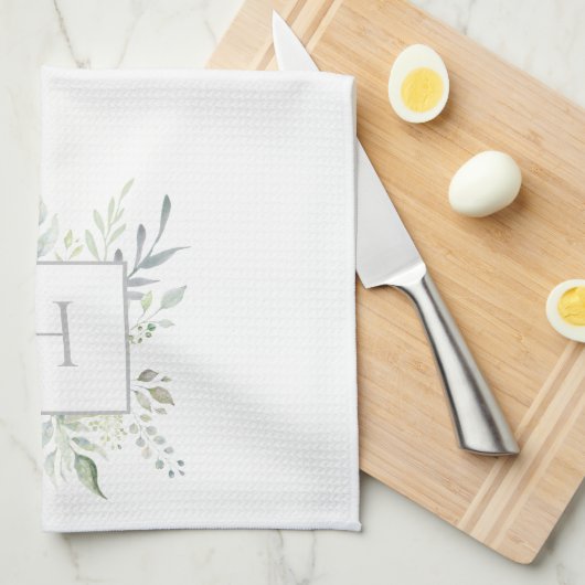 Botanisches Initialmonogramm Geschirrtuch (Viertel Falte)