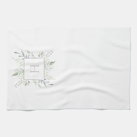 Botanisches Initialmonogramm Geschirrtuch (Horizontal)