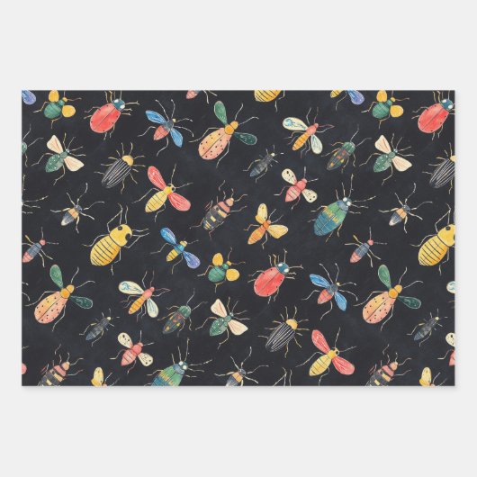 Botanisches Insektenaufnahmemuster Zeichnend Muste Geschenkpapier Set (Vorderseite 3)