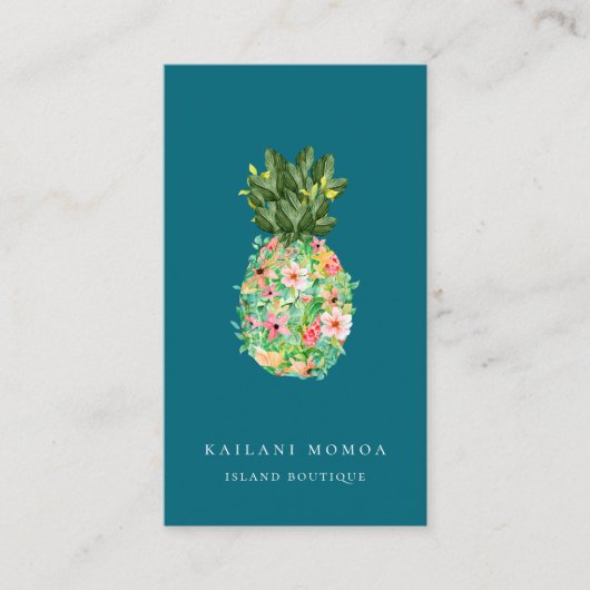 Botanisches Insel-Ananas-Blau Visitenkarte (Vorderseite)