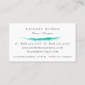 Botanisches Insel-Seepferd-Blau Visitenkarte (Rückseite)