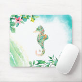 Botanisches Insel-Seepferd-Monogramm Mousepad (Mit Mouse)