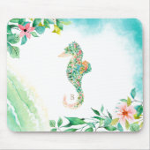 Botanisches Insel-Seepferd-Monogramm Mousepad (Vorne)