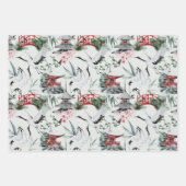 Botanisches japanisches Muster des Wasserfarbbird Geschenkpapier Set (Vorderseite)