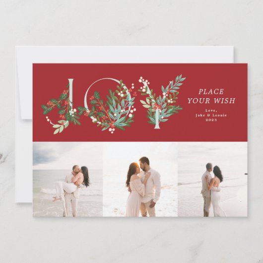 Botanisches JOY Collage Foto Feiertagskarte (Vorderseite)