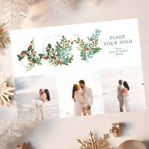 Botanisches JOY Collage Foto für klassische Minzfä Feiertagskarte