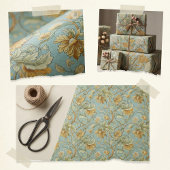 Botanisches Jugendstil-Tapete - Minzgrün Geschenkpapier Set