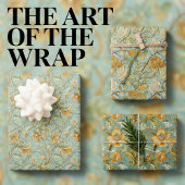 Botanisches Jugendstil-Tapete - Minzgrün Geschenkpapier Set