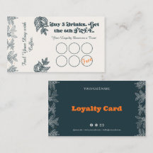 Botanisches Kaffee-Treue-Punch-Card-Design