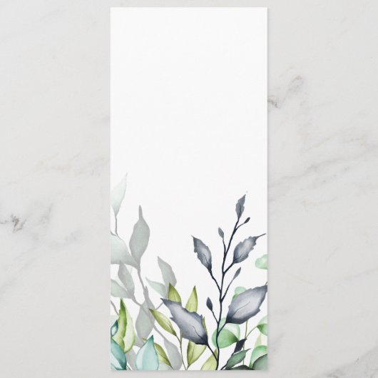 Botanisches kalligrafisches Hochzeitmenü Menükarte (Rückseite)