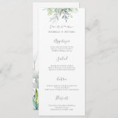 Botanisches kalligrafisches Hochzeitmenü Menükarte (Vorne/Hinten)