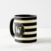 Botanisches Krängungsmonogramm für Schwarz-weiße S Tasse (Vorderseite Links)