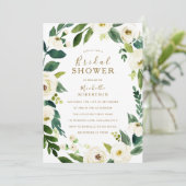 Botanisches Kranz-Brautparty der weißen Blume Einladung (Stehend Vorderseite)