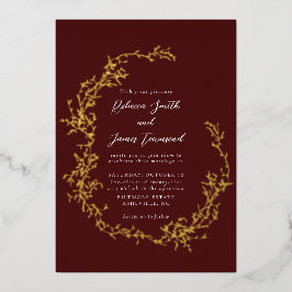 Botanisches Kraut Kunstmalerei Rote Hochzeit Folieneinladung