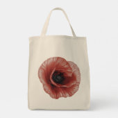 Botanisches Kunstdesign aus rotem Poppy Tragetasche (Rückseite)
