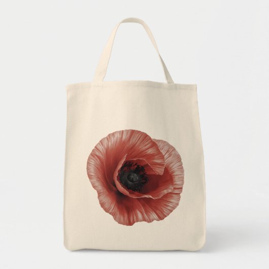 Botanisches Kunstdesign aus rotem Poppy Tragetasche (Vorne)