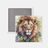 Botanisches Kunstwerk Lion Watercolor Magnet (Vorderseite/Rückseite)