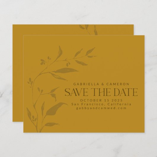 Botanisches Kunstwerk Yellow Boho Save the Date (Vorne/Hinten)