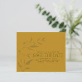 Botanisches Kunstwerk Yellow Boho Save the Date (Stehend Vorderseite)
