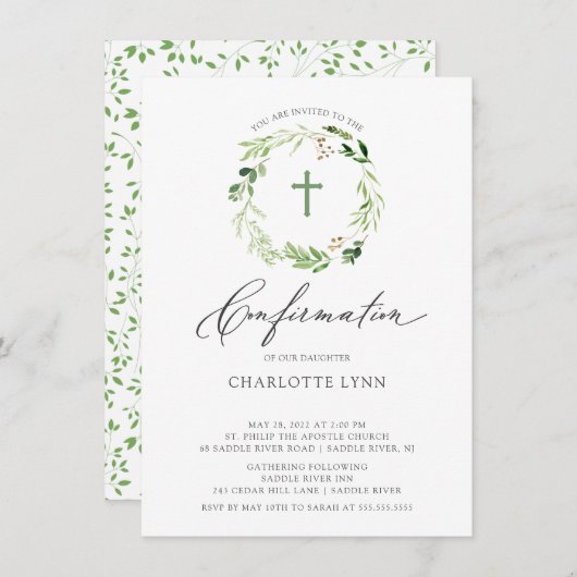 Botanisches Leaf Bestätigung Einladung (Vorne/Hinten)