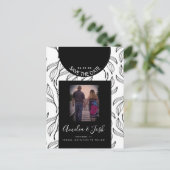 Botanisches Leaf Black Formen Save the Date Postkarte (Stehend Vorderseite)