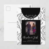 Botanisches Leaf Black Formen Save the Date Postkarte (Vorne/Hinten)