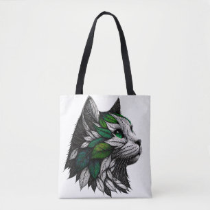 Botanisches Leaf Cat Illustration Artwork Tasche