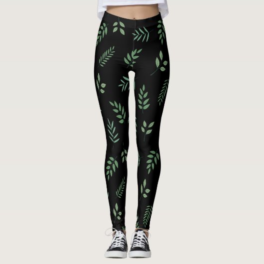 Botanisches Leaf Design Leggings - Trendy & Comfor (Vorderseite)