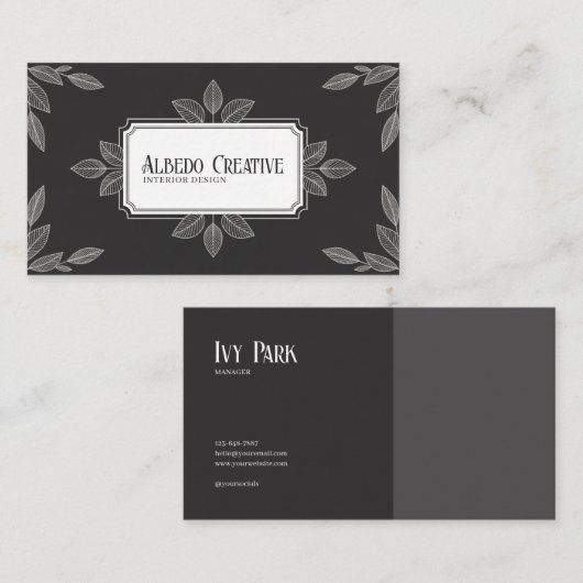 Botanisches Leaf-Line Elegantes Ambiente Visitenkarte (Vorne/Hinten)