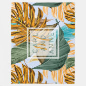 Botanisches Leaf-Muster für Monogram tropical Foli Fleecedecke (Vorderseite)