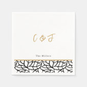 Botanisches Leaf Muster Grenzinitials Hochzeit Serviette (Vorderseite)